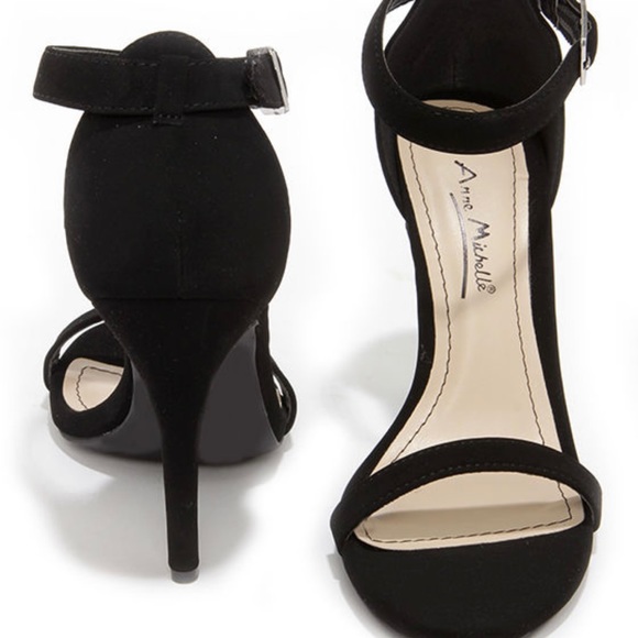 ✖️SOLD✖️ ANNE MICHELLE Enzo Black Nubuck Ankle Strap Heels - Picture 9 of 10